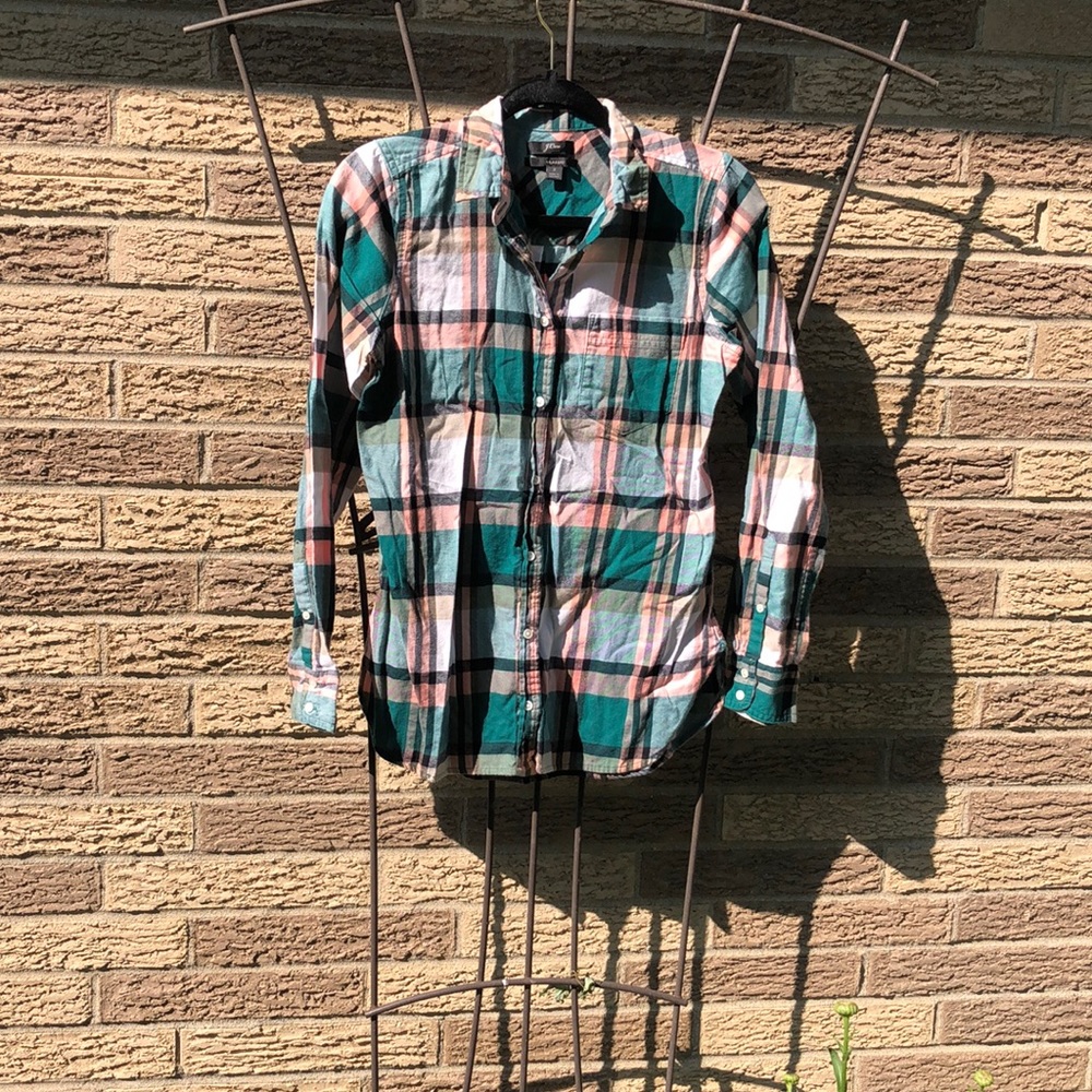 J.crew retail cotton flannel plaid shirt, size 2